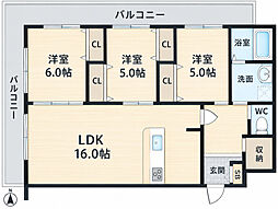 ラフォーレ・ウエスト 3LDKの間取図画像