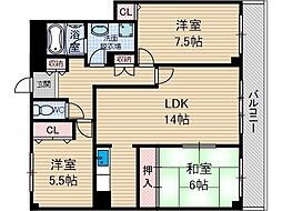 キャピタルサルート 3LDKの間取図画像