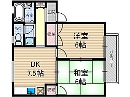 サンソレイユ1 2DKの間取図画像