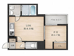 ディーポルタヴァンヴェール 1LDKの間取図画像