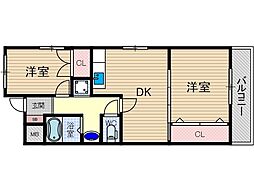 センコーハイツ 2DKの間取図画像