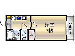 ウェルシーコート高槻 1Kの間取図画像