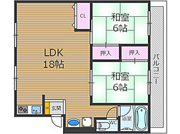 藤コーポラス 2LDKの間取図画像