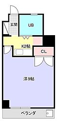 シャンポール東栄 1Kの間取図画像