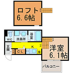 スマイルセレクト中村公園 1Kの間取図画像