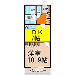 セイント橘 1DKの間取図画像