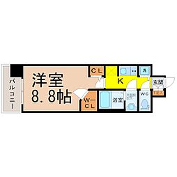 ラドゥセール志賀本通2 1Kの間取図画像