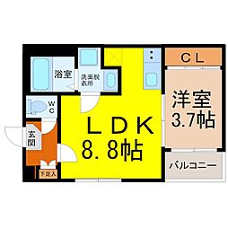 アラベスク 1LDKの間取図画像