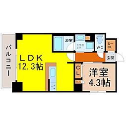 L&Cレジデンス鶴舞公園 1LDKの間取図画像