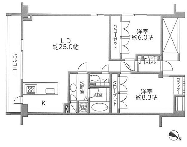 レジディア北新宿 206｜東京都新宿区北新宿1丁目(賃貸マンション2LDK・2階・83.56㎡)の写真 その2