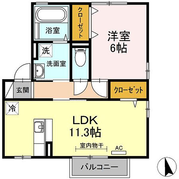 香川県高松市伏石町(賃貸アパート1LDK・2階・45.45㎡)の写真 その4