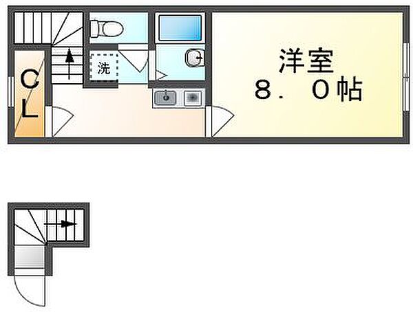 香川県丸亀市富士見町１丁目(賃貸アパート1K・2階・28.02㎡)の写真 その2