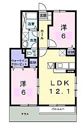 ヴィラージュ1 2LDKの間取図画像