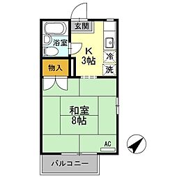 メゾンU 1Kの間取図画像