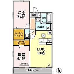 グランデージ　サコ 1階2LDKの間取り
