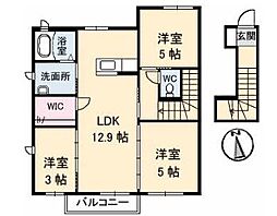 高松琴平電気鉄道長尾線 高田駅 4.5kmの賃貸アパート 2階3LDKの間取り