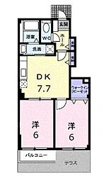 サンシャインコート 1階2DKの間取り