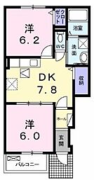 シャネル・アイ 2DKの間取図画像