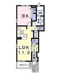 ニュープレイスA 1LDKの間取図画像