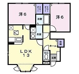 ベルソレイユC 2LDKの間取図画像