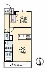 シャーメゾン丸亀 1LDKの間取図画像