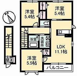 グランドソレイユB 3LDKの間取図画像