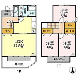 ペアシティー屋島A 3LDKの間取図画像