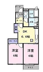 ヴァイオレット・パラッツオA 2DKの間取図画像