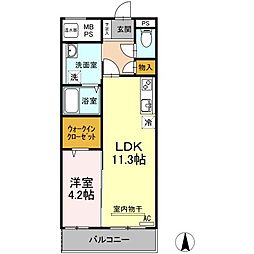 アヴニール 1LDKの間取図画像