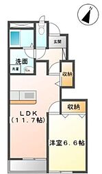 カーサフェリーチェ 1LDKの間取図画像