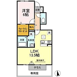 グランツ上薬王寺C 1LDKの間取図画像