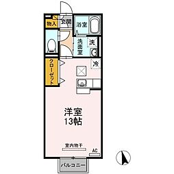 フルジェンテ太田 ワンルームの間取図画像