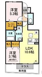 ビューメゾン 2LDKの間取図画像