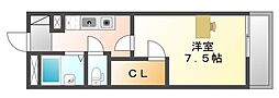 レオパレス瓦町 1Kの間取図画像