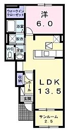 アンジュ 1LDKの間取図画像