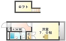 レオパレスサンポート 1Kの間取図画像