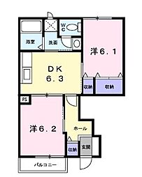 イターナルタクミA 2DKの間取図画像