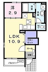 ベル・イリーデA 1LDKの間取図画像