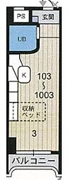 ラ・パルフェ・ド・コリエ ワンルームの間取図画像
