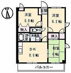 フィネス2000 3DKの間取図画像