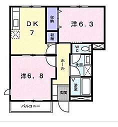 まっちゃハウス2D 2DKの間取図画像
