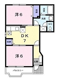 グランディール堀越2A 2DKの間取図画像