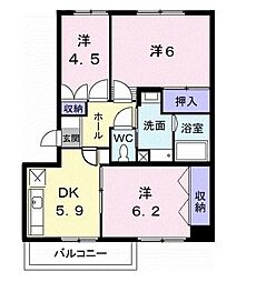 ニューエルディム小田 3DKの間取図画像
