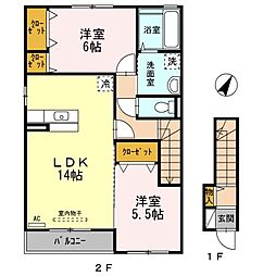 クローリス善通寺 2LDKの間取図画像