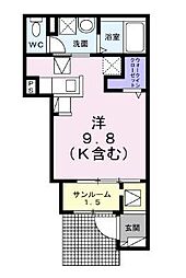 シエロガーデン観音寺D ワンルームの間取図画像