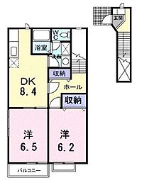 サニーコート松並 2DKの間取図画像