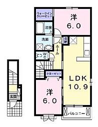 カーサ・クレスト 2LDKの間取図画像