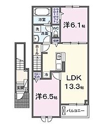 ベルクビュー 2LDKの間取図画像