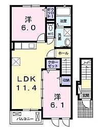 椿2 2LDKの間取図画像