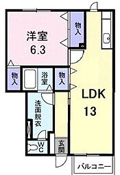 メゾンフルーレB 1LDKの間取図画像